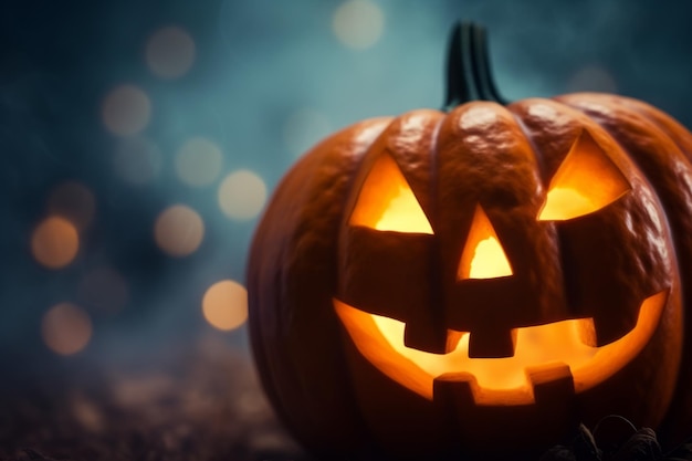 Happy halloween party jack o lantern orange pumpkin scary spooky creepy carving evil smile angry