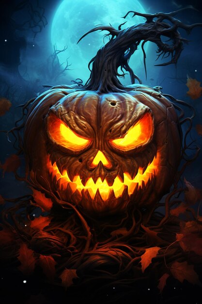 Happy Halloween pumpkin spooky scary night background