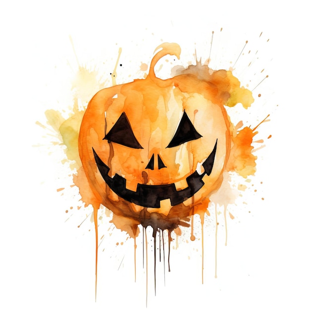 Happy Halloween pumpkin watercolor high quality ai generated image