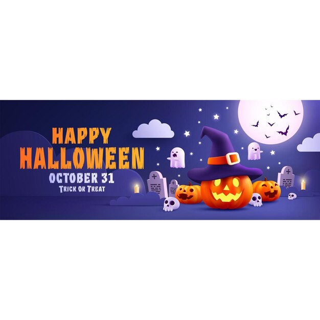 Foto felice banner di vendita di halloween o invito a una festa