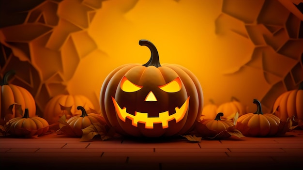 Happy Halloween spooky design in 3d style illustration background