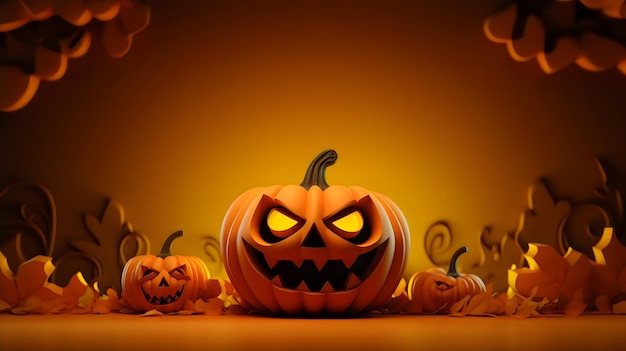 Happy Halloween spooky design in 3d style illustration background