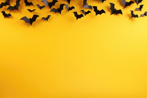 Happy halloween spooky scary background with pumpkins bats copy space