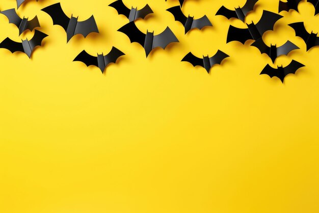 Happy halloween spooky scary background with pumpkins bats copy space