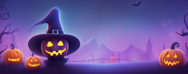 Happy Halloween wishes background with scary pumpkin copy space for text