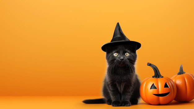 Happy halloween with a cute cat ai generated