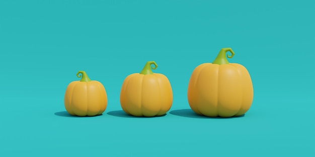 Happy Halloween with JackoLantern pumpkins character traditional october holiday 3d rendering