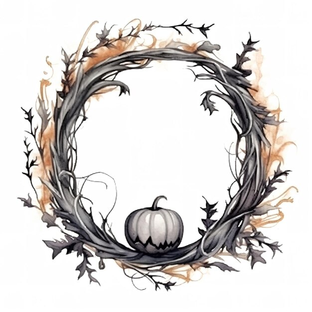 Photo happy halloween wreath generative ai