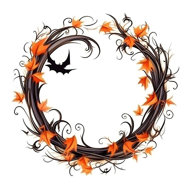 Photo happy halloween wreath generative ai