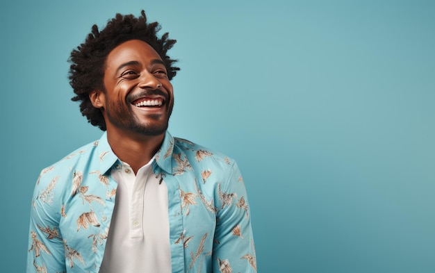 happy handsome fashion African American man smiling and wearing color cloth