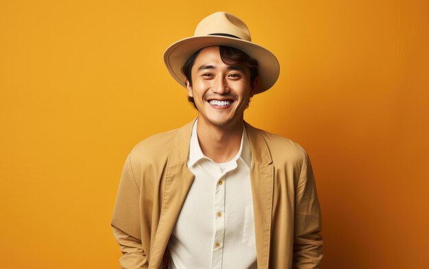 happy handsome fashion man smiling and wearing color cloth