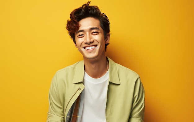 happy handsome fashion man smiling and wearing color cloth