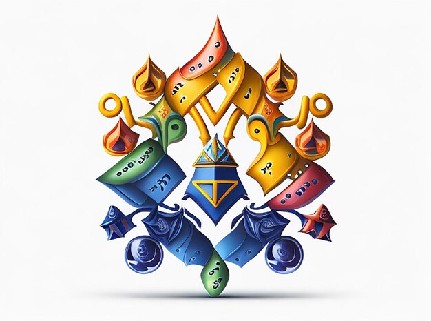 Happy Hanukkah Colorful 3D Design