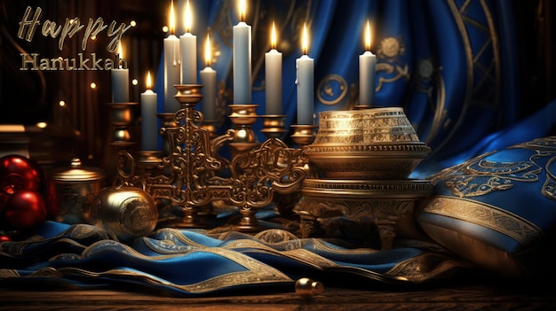 Photo happy hanukkah festival of lights celebration of national spiritual liberation of our people jewish holiday feast of lights feast of maccabees victory over greeks consecration altar and temple