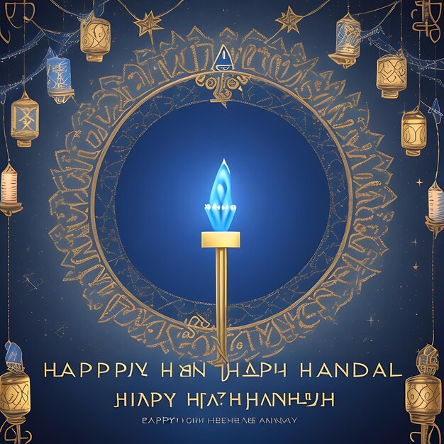 사진 행복한 한우카 유대인 빛의 축제 축하 카드 초대 배경 배너