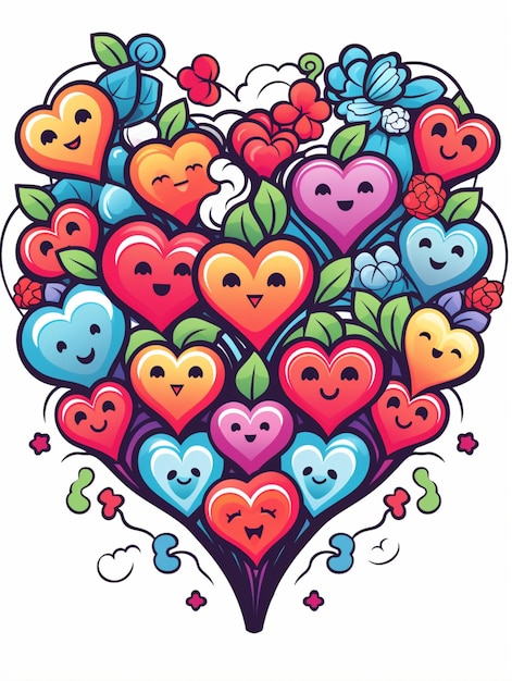 happy hearts illustration vector print design