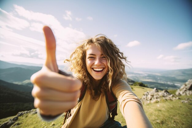 Happy Hiker Thumbs Up