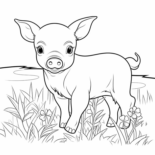 Photo happy hogs simple and charming coloring page for kids