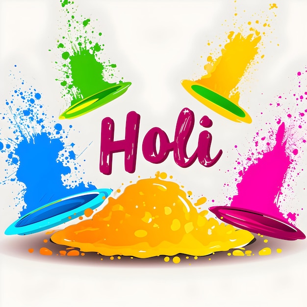 Happy Holi achtergrond met waterverf tekst effect voor het ontwerp van Holi viering post