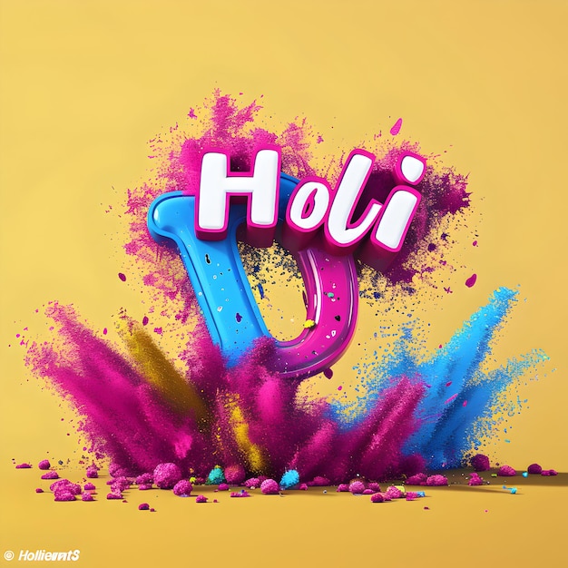 Foto happy holi sfondo con effetto di testo acquerello per il design holi celebrazione post