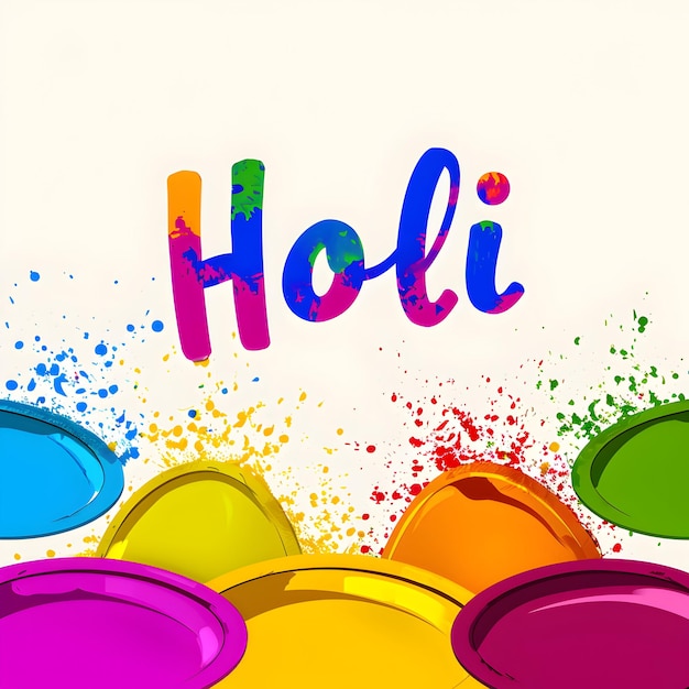 Happy Holi background with watercolor text effect for design Holi celebration post