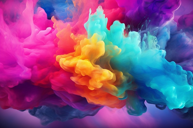 Photo happy holi colorful background bright rainbow cloudsgenerative ai