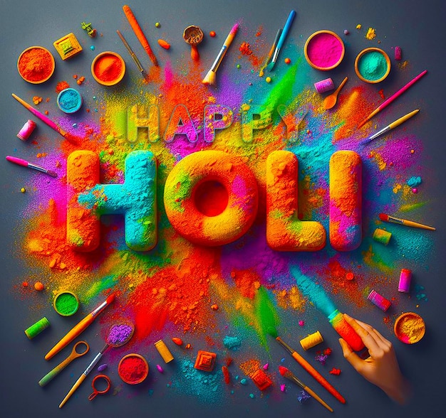 Happy Holi Coloring 3d Text Effect Happy Holi Background