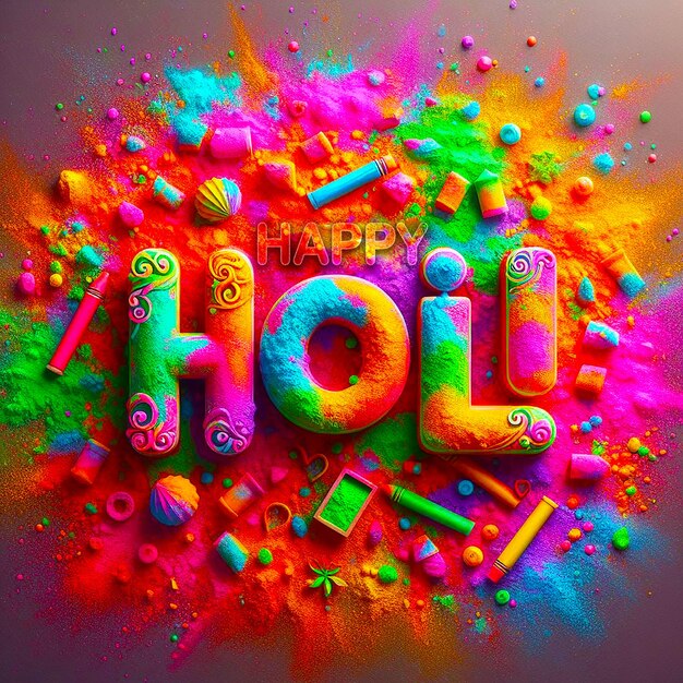 Happy Holi Coloring 3d Text Effect Happy Holi Background