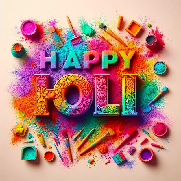 Happy Holi Coloring 3d Text Effect Happy Holi Background