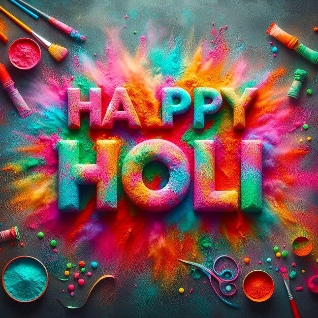 Happy Holi Coloring 3d Text Effect Happy Holi Background