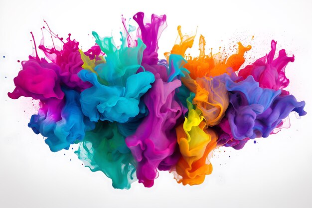 Photo happy holi colors splash on white background