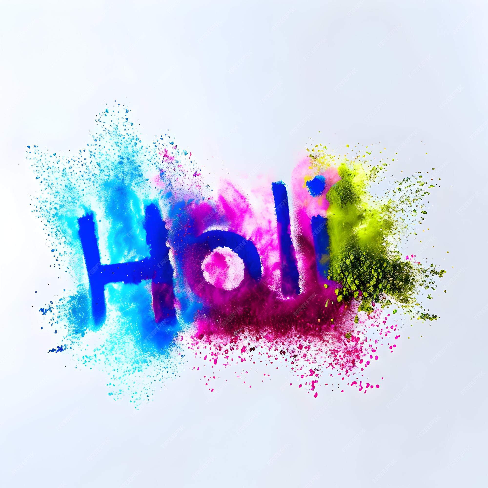 Premium Photo Happy Holi decoration with Holi powder with the text