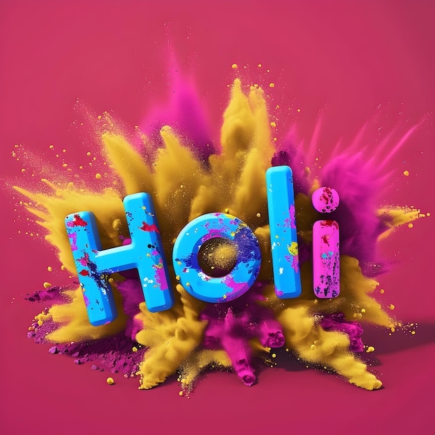 Photo happy holi decoration with holi powder with the text for design holi party invitation post design
