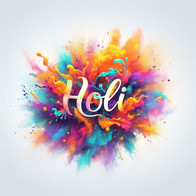 Happy Holi festival background with color and mandala ai generated