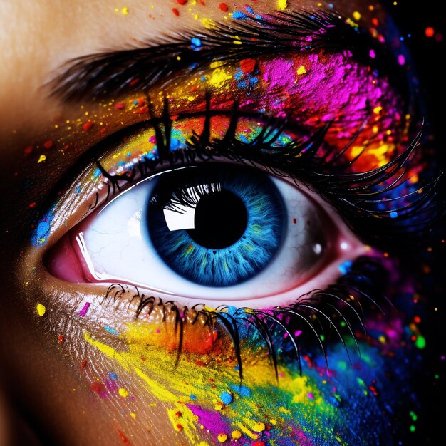 Photo happy holi festival background with eye colorful picture