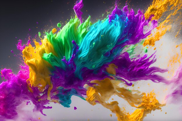 Happy holi festival banner, colorful splash powder. colorful clouds