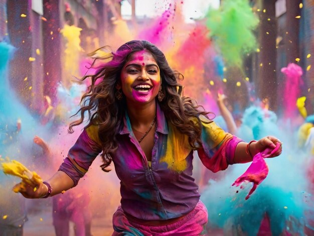 Happy holi festival colorful background design best quality hyper realistic image banner template