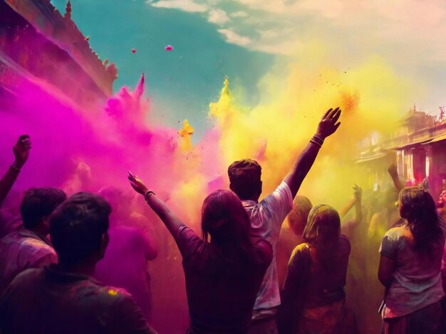 Happy holi festival colorful background design best quality hyper realistic image banner template