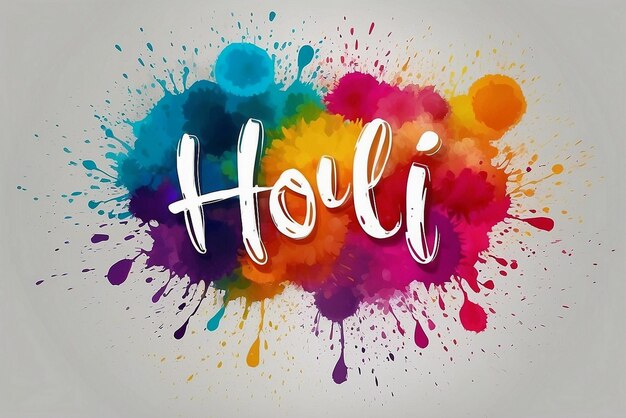 Happy Holi festival of colors white and black background