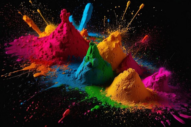 Happy Holi festival of colors white and black background