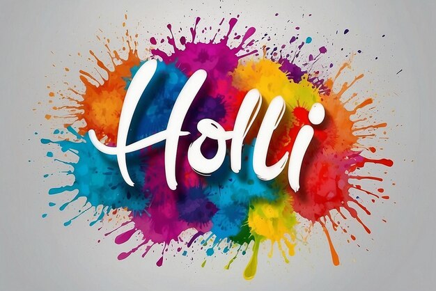 Happy Holi festival of colors white and black background