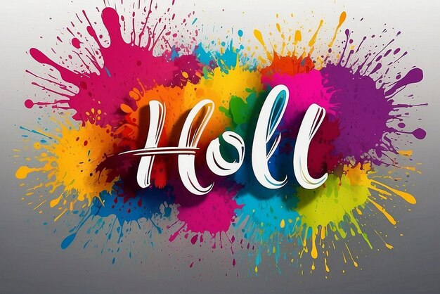 Happy Holi festival of colors whiteblack background