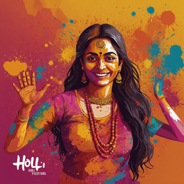 Happy Holi Festival Illustration