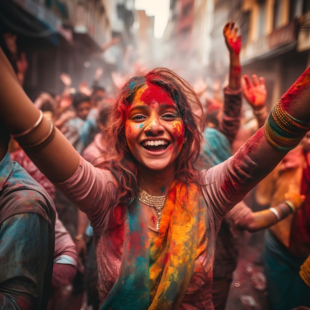 Happy Holi Festival in India with Holi powders