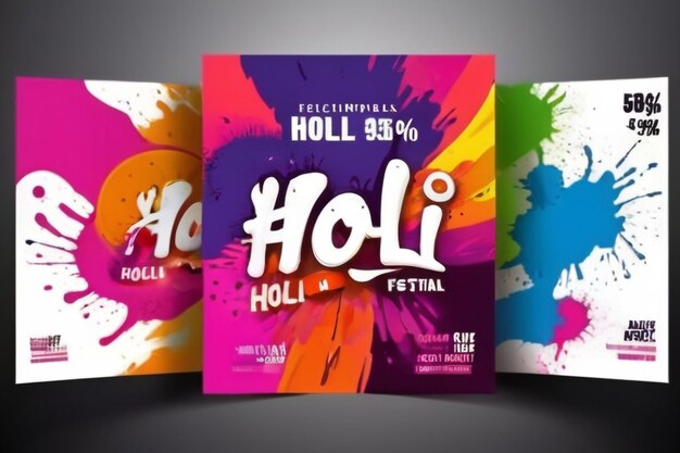 Foto happy holi festival sale poster design layout con schizzi di colori vivaci