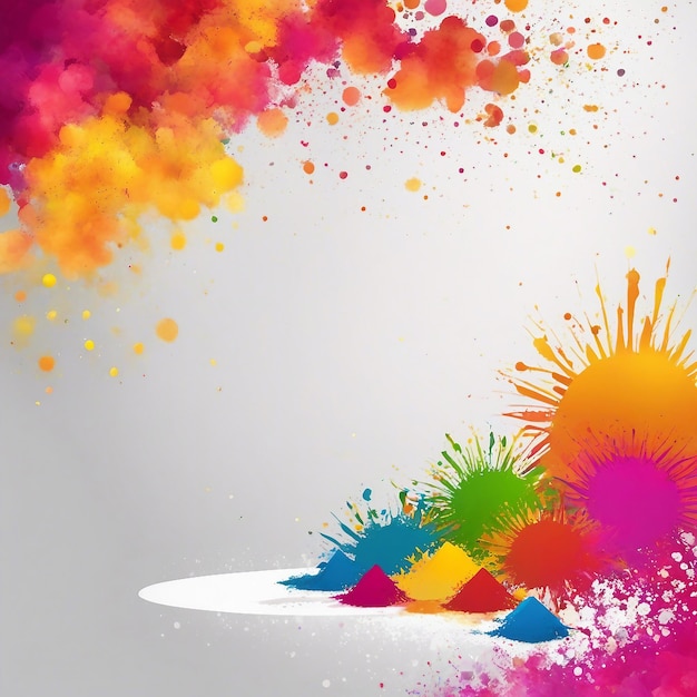 Happy holi festival with colorful powder and holi calligraphy design background