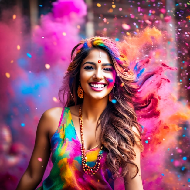 Happy Holi, het Indiase feest van kleuren. Holi, de Indiase feestviering.