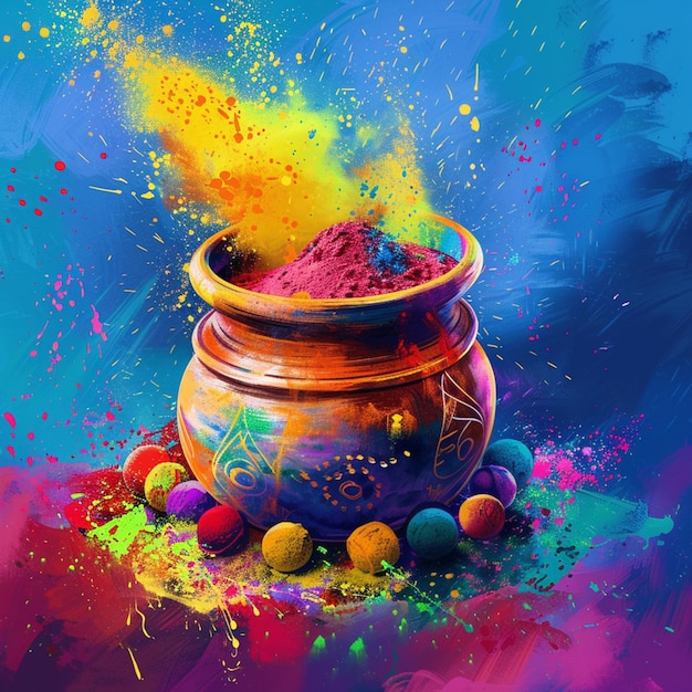 Happy Holi Indiase voorjaarsfeest van kleuren achtergrond
