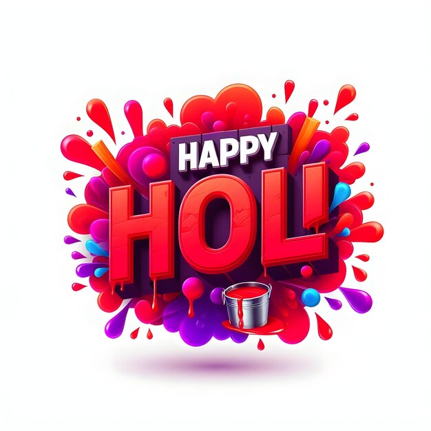 Happy holi wish 3d art abstract colorful background