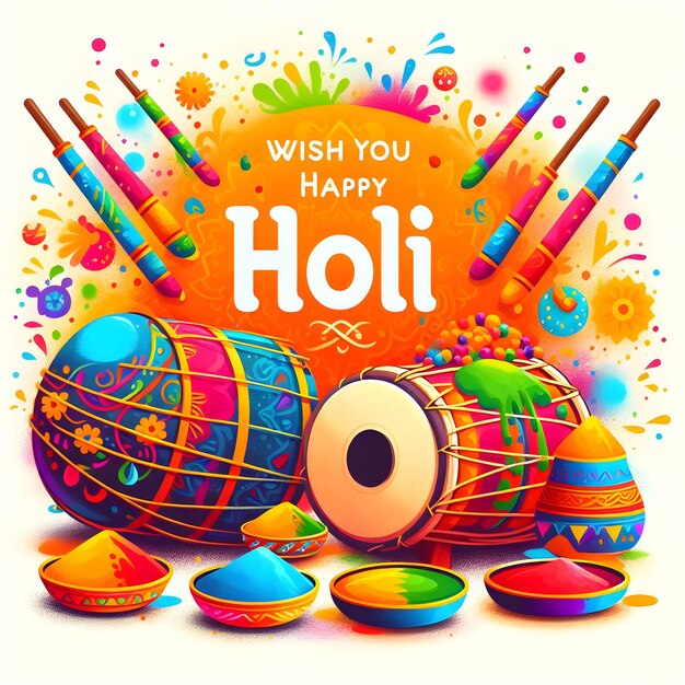 happy holi wish poster and banner festival of colors illustration